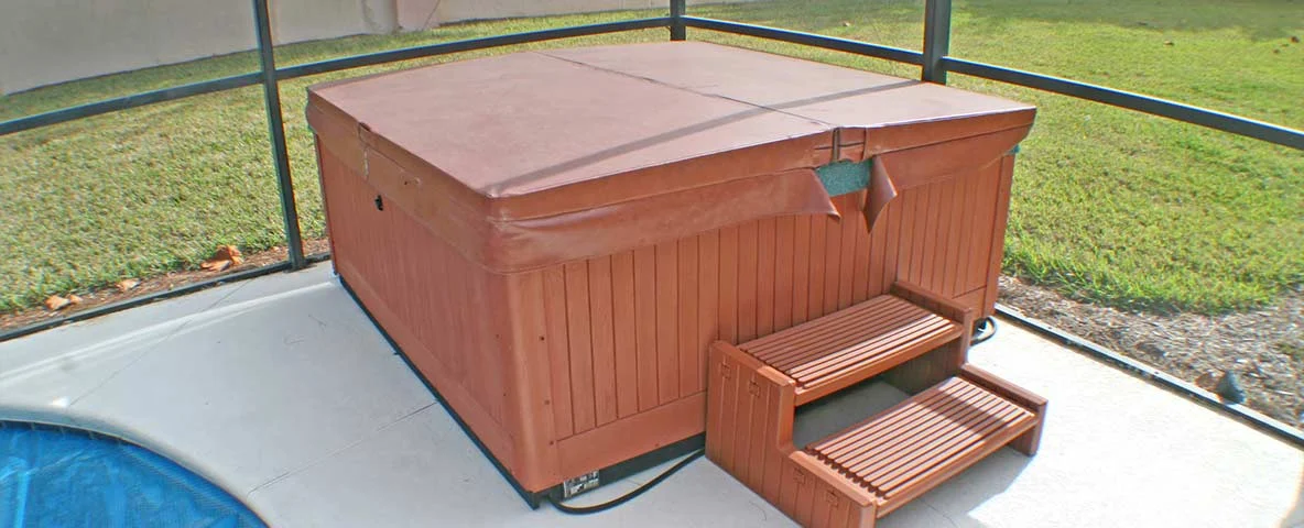 Old hot tub on patio