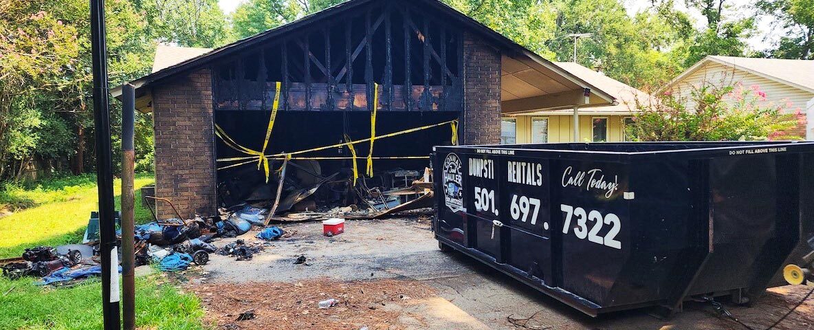 Dumpster rental for home cleanup due to a fire